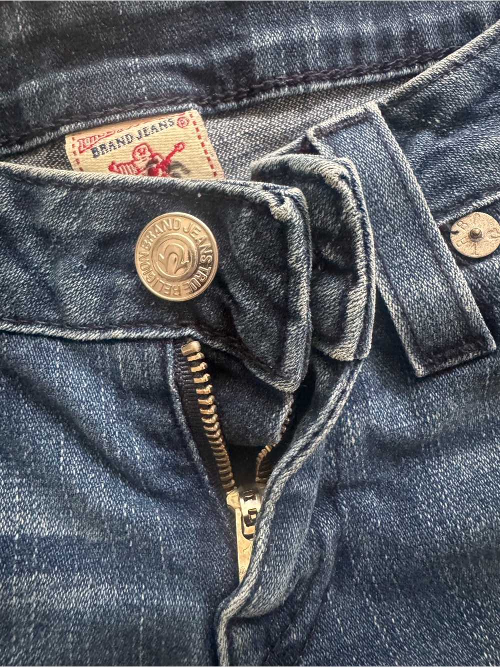 True Religion Dark Blue Rolled Cuff Denim Shorts - Picture 5 of 5